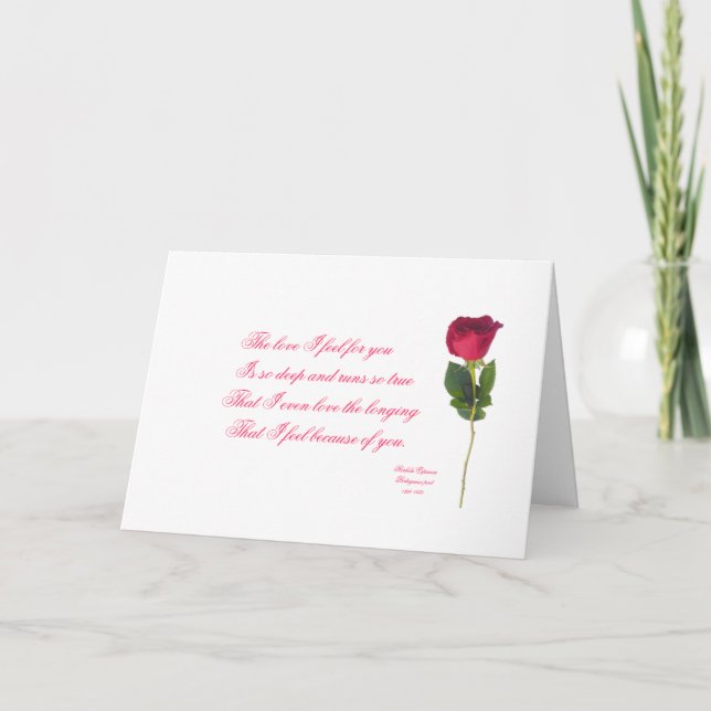 Portuguese: poem and rosa-Valentine's day Holiday Card (Front)
