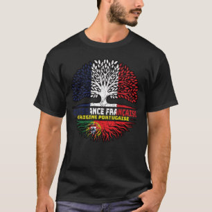 Portuguese Portugal French France Tree Roots Flag T-Shirt