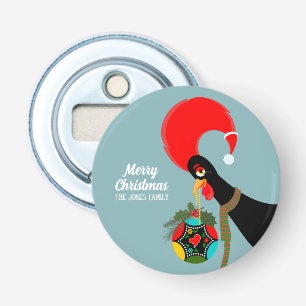 Portuguese Rooster and holly Christmas bauble Bottle Opener
