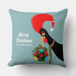 Portuguese Rooster and holly Christmas bauble Throw Pillow