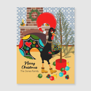 Portuguese Rooster and lights of Christmas card