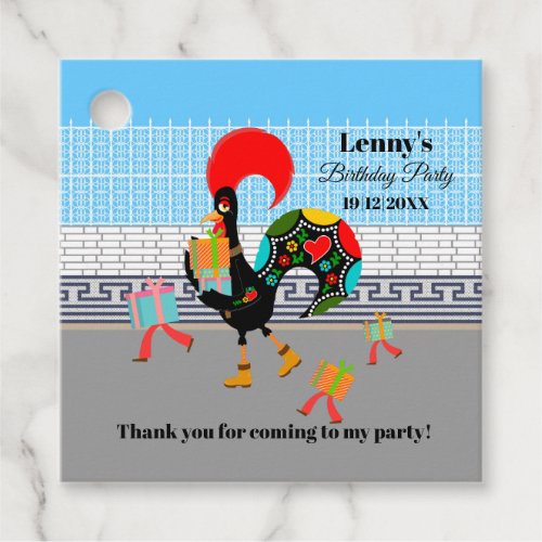 Portuguese Rooster Birthday Party Parade Favor Tags