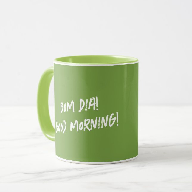 Portuguese Rooster Bom dia- Good morning quote Mug (Front Left)