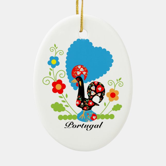 Portuguese Rooster Ceramic Ornament (Back)