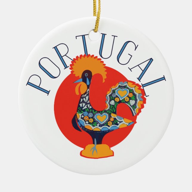 Portuguese Rooster Ceramic Ornament (Front)