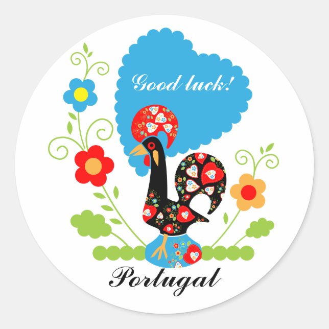 Portuguese Rooster Classic Round Sticker (Front)