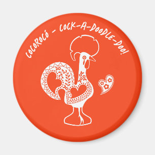 Portuguese Rooster Early Riser Modern Silhouette Magnet