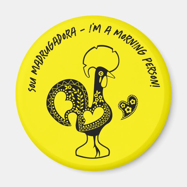 Portuguese Rooster Early Riser Modern Silhouette Magnet (Front)