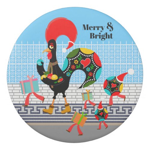 Portuguese Rooster Festive Christmas Parade Eraser