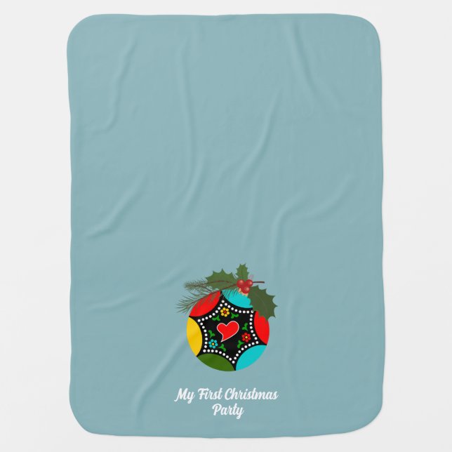 Portuguese Rooster holly Christmas Bauble Baby Blanket (Front)