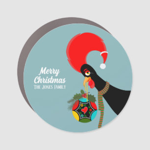 Portuguese Rooster Holly Christmas bauble Car Magnet