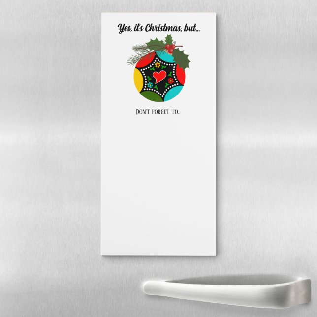 Portuguese Rooster holly Christmas Bauble Magnetic Notepad (In Situ)