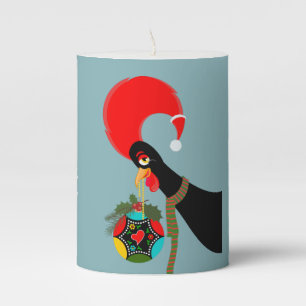 Portuguese Rooster Holly Christmas bauble Pillar Candle