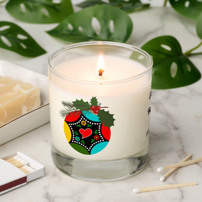 Portuguese Rooster holly Christmas Bauble Scented Candle (Lit)