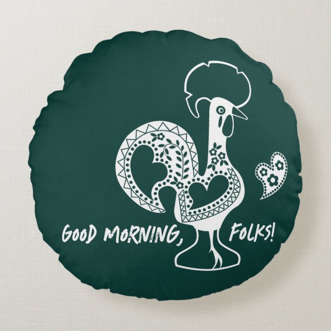 Portuguese Rooster Modern Silhouette Round Pillow (Front)