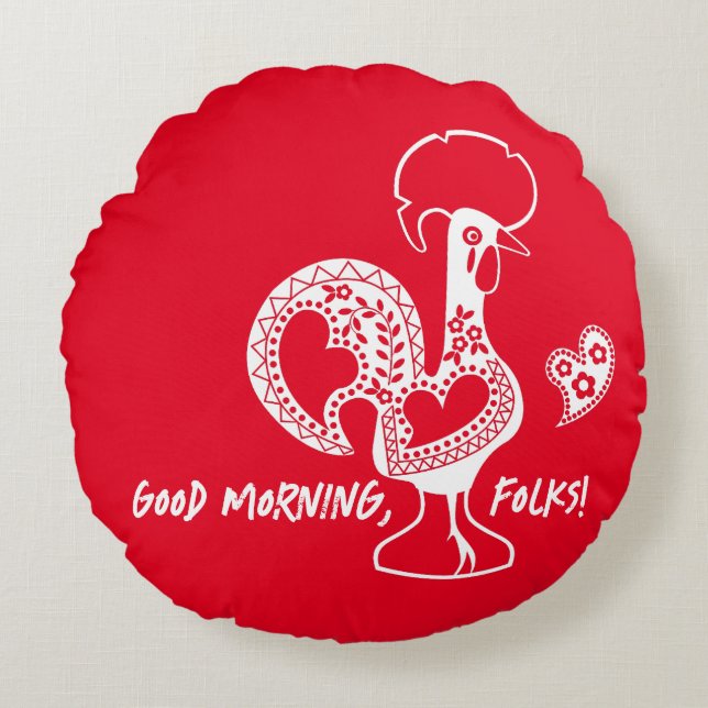 Portuguese Rooster Modern Silhouette Round Pillow (Front)