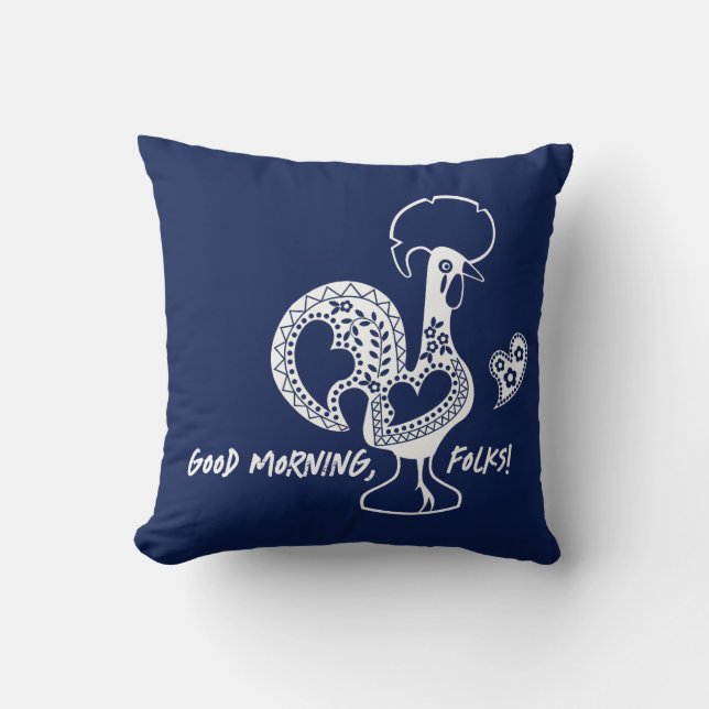 Portuguese Rooster Modern Silhouette Throw Pillow (Front)