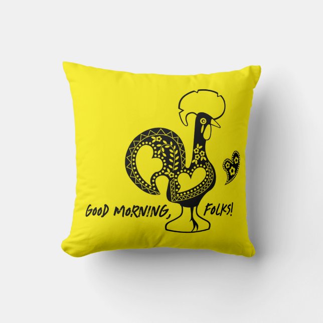 Portuguese Rooster Modern Silhouette Throw Pillow (Front)