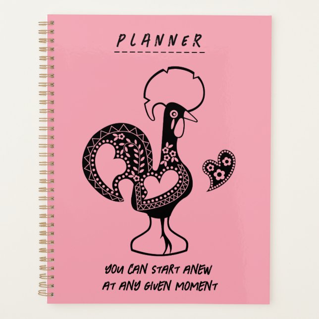  Portuguese Rooster Modern Silhouette with quote Planner (Front)