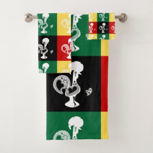 Portuguese Rooster of Barcelos colorful pattern Bath Towel Set