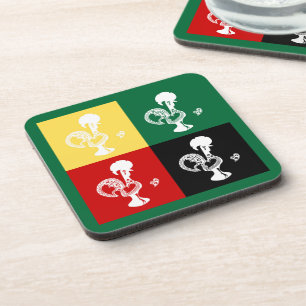 Portuguese Rooster of Barcelos colorful pattern Beverage Coaster