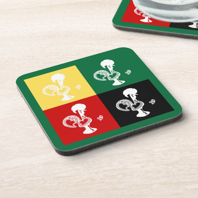 Portuguese Rooster of Barcelos colorful pattern Beverage Coaster (Left Side)