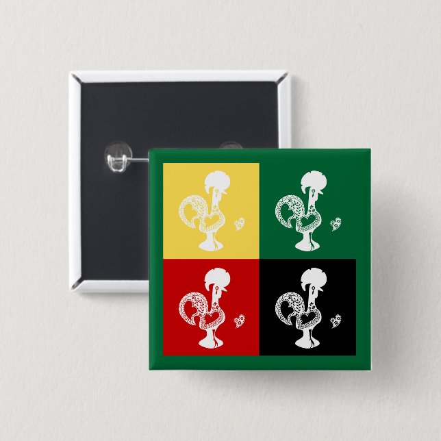 Portuguese Rooster of Barcelos colorful pattern Button (Front & Back)