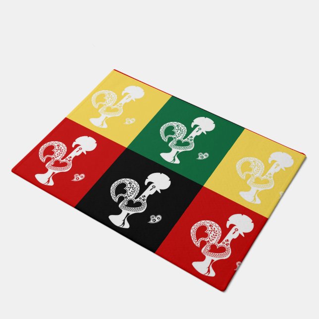 Portuguese Rooster of Barcelos colorful pattern Doormat (Angled)