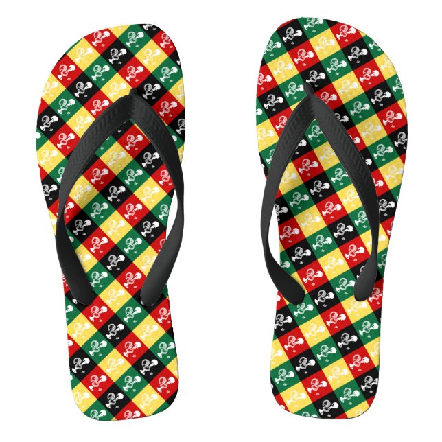 Portuguese Rooster of Barcelos colorful pattern Flip Flops (Footbed)