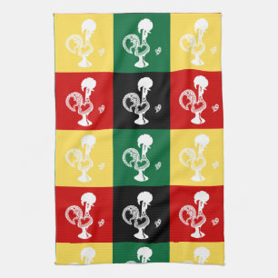Portuguese Rooster of Barcelos colorful pattern Kitchen Towel
