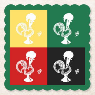Portuguese Rooster of Barcelos colorful pattern Paper Coaster