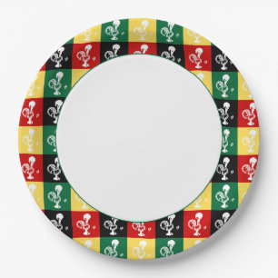 Portuguese Rooster of Barcelos colorful pattern Paper Plates