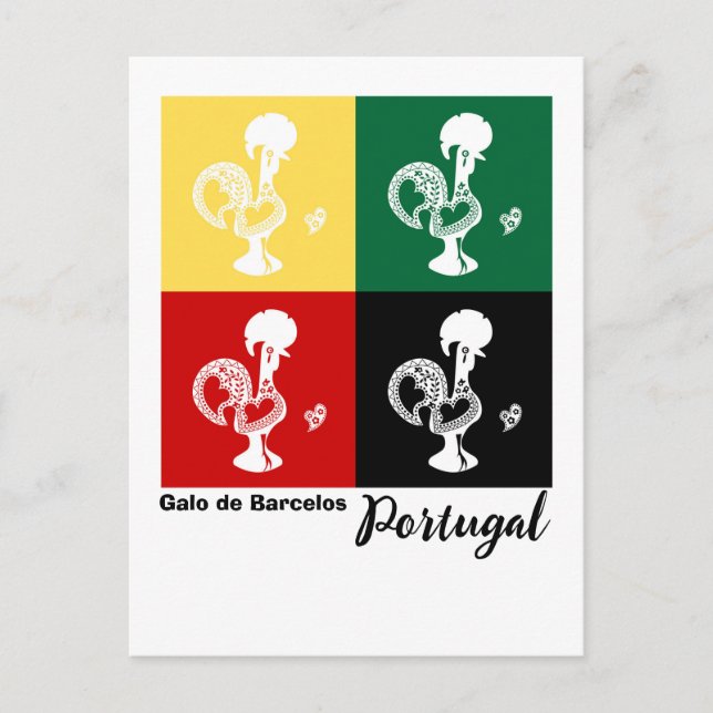 Portuguese Rooster of Barcelos colorful pattern Postcard (Front)