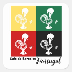 Portuguese Rooster of Barcelos colorful pattern Square Sticker