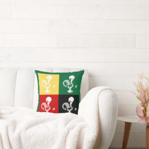 Portuguese Rooster of Barcelos colorful pattern Throw Pillow