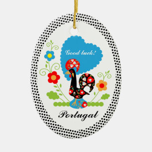 Portuguese Rooster of Luck Ceramic Ornament