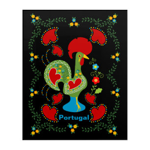 Portuguese Rooster of Luck in green color Acrylic Print