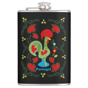 Portuguese Rooster of Luck in green color Flask