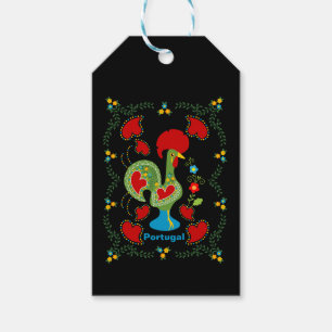Portuguese Rooster of Luck in green color Gift Tags