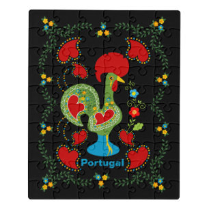Portuguese Rooster of Luck in green color Jigsaw Puzzle