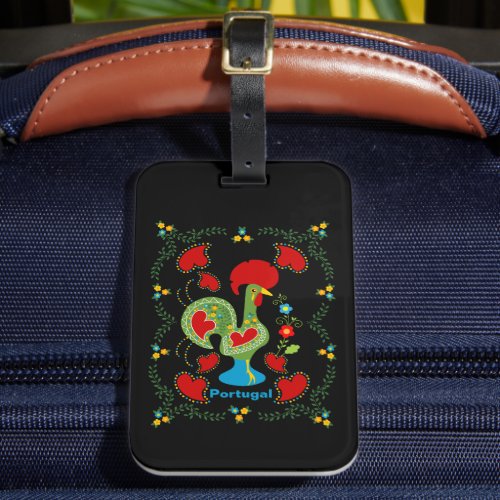 Portuguese Rooster of Luck in green color Luggage Tag