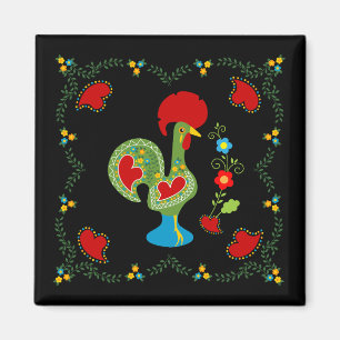 Portuguese Rooster of Luck in green color Magnet