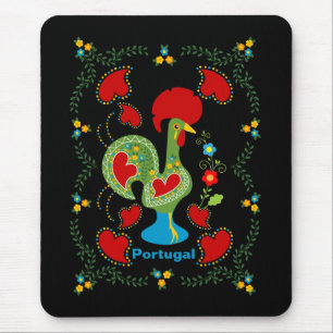 Portuguese Rooster of Luck in green color Mouse Pad