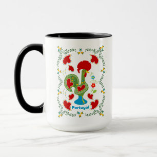 Portuguese Rooster of Luck in green color Mug