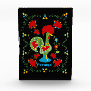 Portuguese Rooster of Luck in green color Photo Block