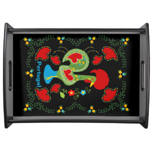 Portuguese Rooster of Luck in green color Serving Tray