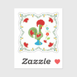 Portuguese Rooster of Luck in green color Sticker