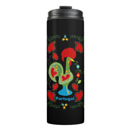 Portuguese Rooster of Luck in green color Thermal Tumbler