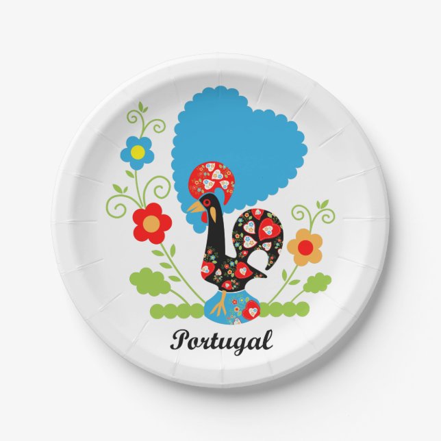 Portuguese Rooster Paper Plates (Front)