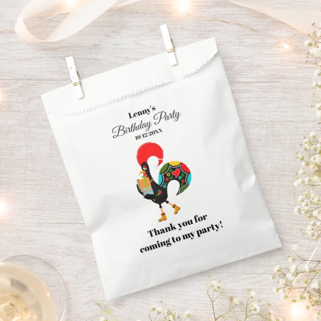 Portuguese Rooster Parade Kids Birthday Party Favor Bag (Clipped)